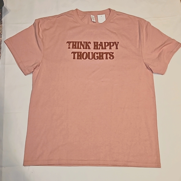 NEW! XL "Think Happy Thoughts" Pink Womens (Unisex) T-shirt - Picture 4 of 4